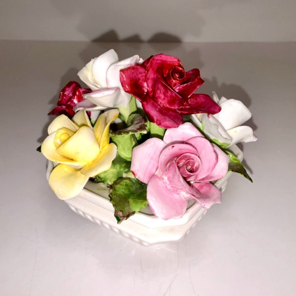 Vintage Beautiful Crown Staffordshire Floral Planter Figurine